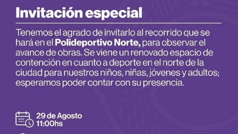Autoridades recorrerán obras en el Poli Norte