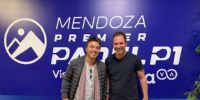 GALLARDO con el presidente de River, Brito, en Arena Aconcagua, donde se dispura el Mendoza Premier Padel.