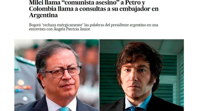 Milei trató de "comunista asesino" al presidente de Colombia