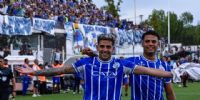 Hernán López Muñoz, sobrino de Diego Maradona, festeja su gol, que aseguró la victoria de Godoy Cruz, en el estadio 