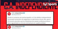 Comunicado de Independiente sobre “Santi” López.