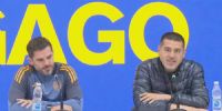 BREVE. FUE RIQUELME al presentar a Gago, al que que dejó solo con los periodistas. Dos veces bueno...