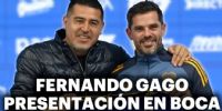 RIQUELME le cedió el protagonismo a Fernando Gogo, frente a los periodistas, después de una breve presentación.