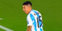 THIAGO ALMADA en el festejo de su primer gol con la Selección Argentina de mayores.