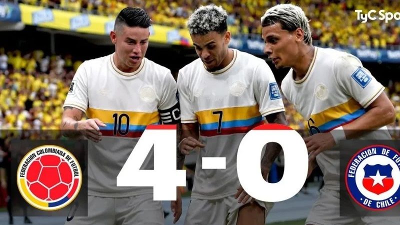Goleada 4-0 de Colombia a Chile