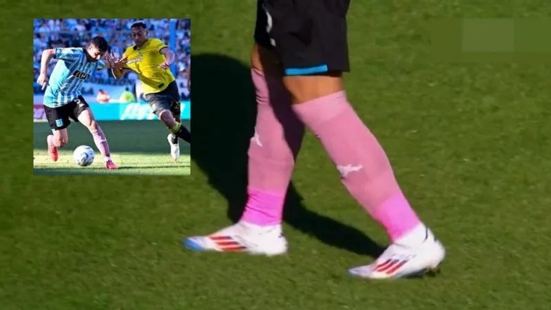 Gesto de Racing con sus medias rosas ante Defensa