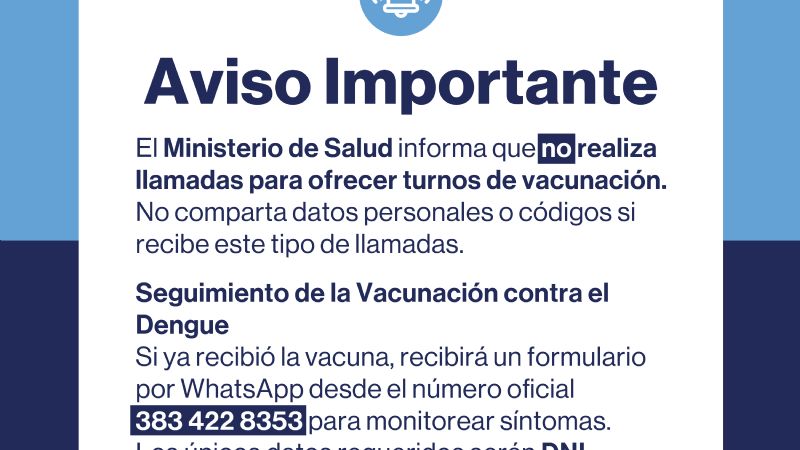 Aviso importante: El Ministerio de Salud advierte por llamadas estafas