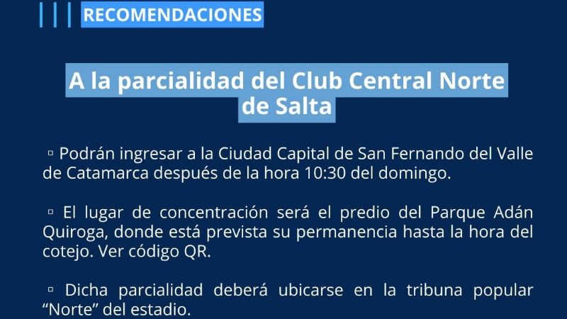 Información para hinchas de Sarmiento y Central Norte