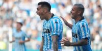 EL DEFENSA CENTRAL  Nazareno Colombo festejando su gol para Racing, con el equipo 