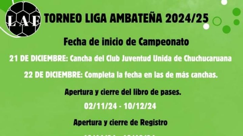 La Liga Ambateña larga el 21 de diciembre
