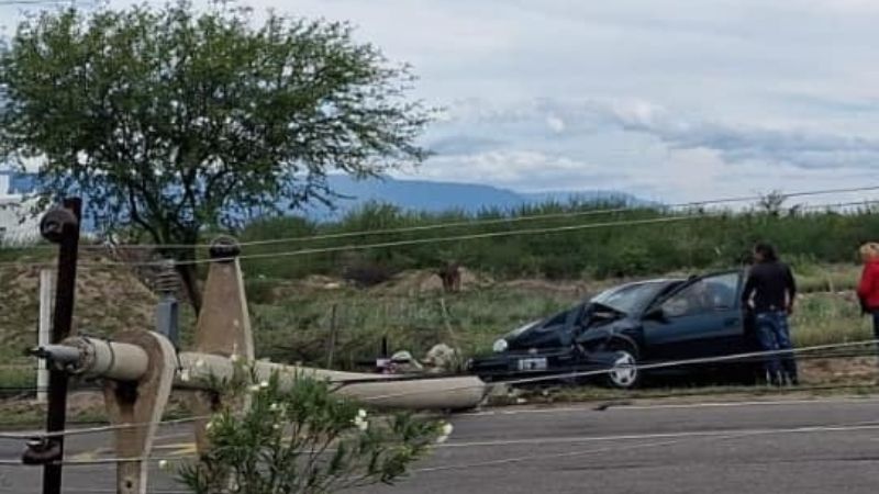 Chocó y derribó una columna de cemento del tendido eléctrico