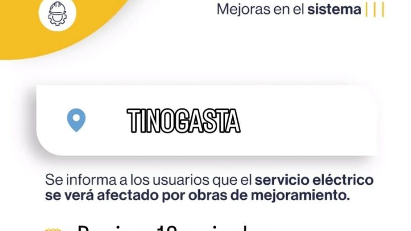 Corte de energía programado para el interior