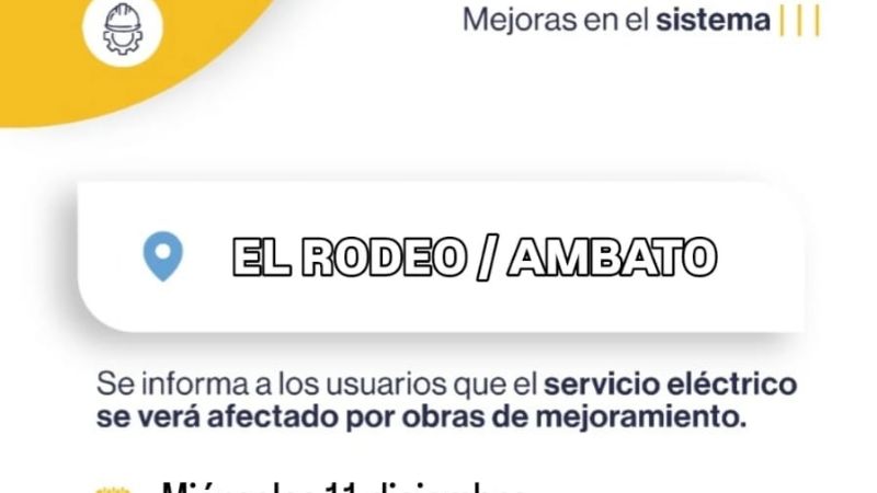 Atención: 3 cortes de energía programados