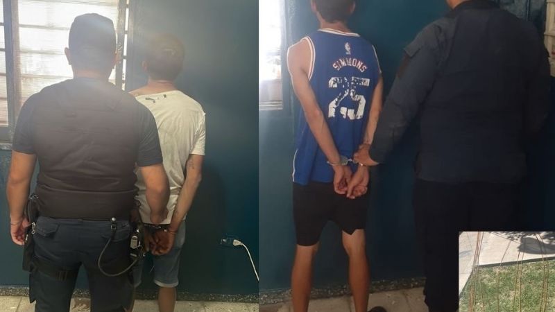 Encontró a dos ladrones en el patio de su casa