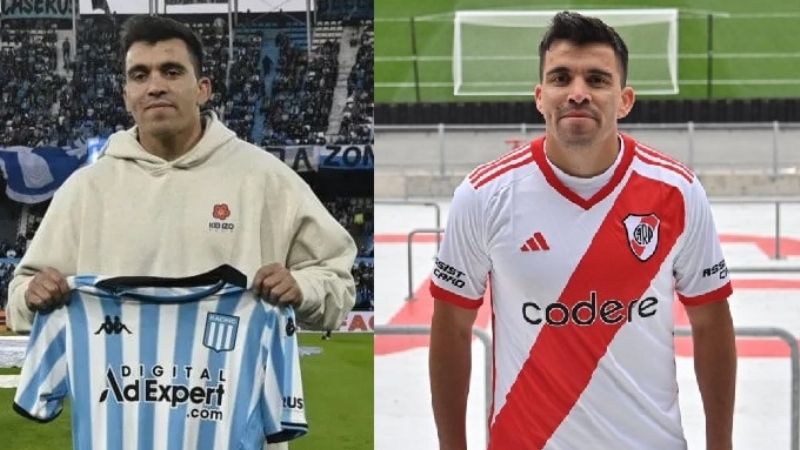 Acuña ante Racing, con la camiseta de River