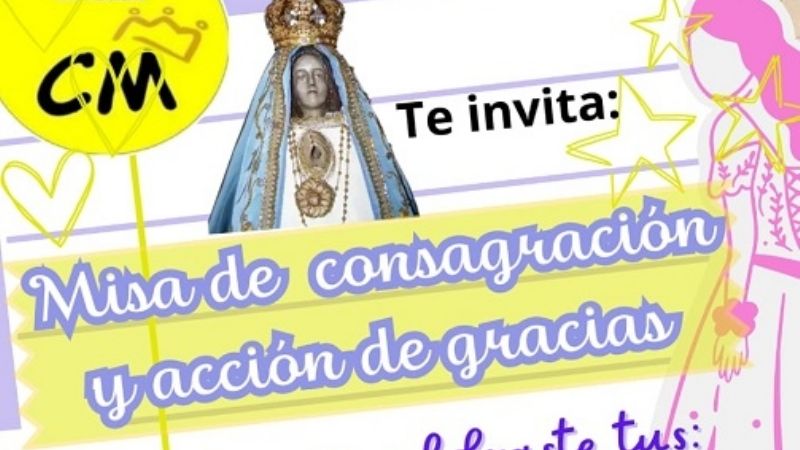 Invitan a cumpleañeros de 15 y 18 años a la  Misa de consagración a la Virgen