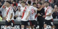 DEDICADOS.Todos los festejos de los jugadores de River fueron fueron con destino a Gallardo, por el duelo que atraviesa el DT, a raíz de la muerte de su padre.
