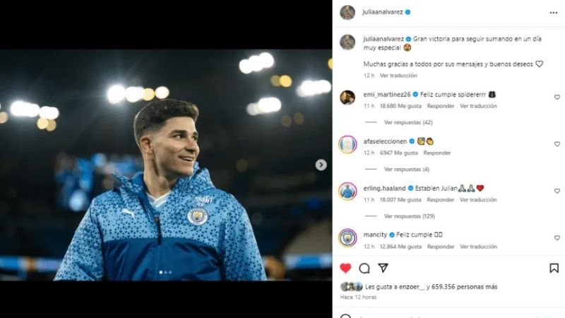 Julián Álvarez festejó los 24 con un “doblete”