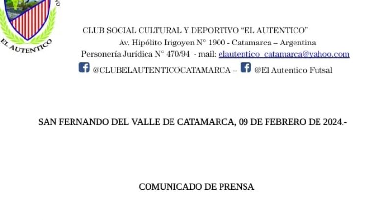 El Auténtico convocó a Asamblea Ordinaria