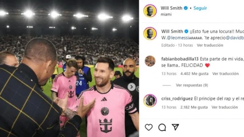 Will Smith enloquecido con el saludo de Messi