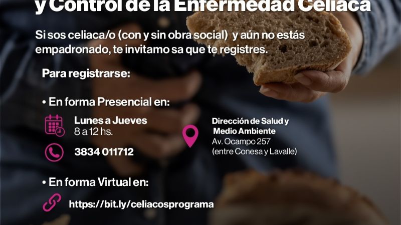 Inscripción para Asistencia Integral a Personas Celíacas en la Provincia