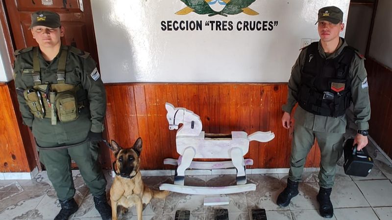 Gendarmería secuestró cocaína que estaba escondida dentro de un caballo de madera