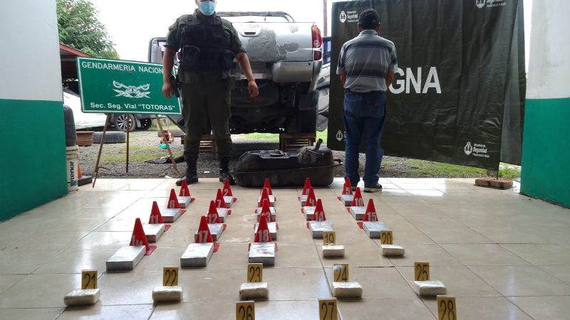 Gendarmería incautó más de 27 kilos de cocaína en Santa Fe y Jujuy