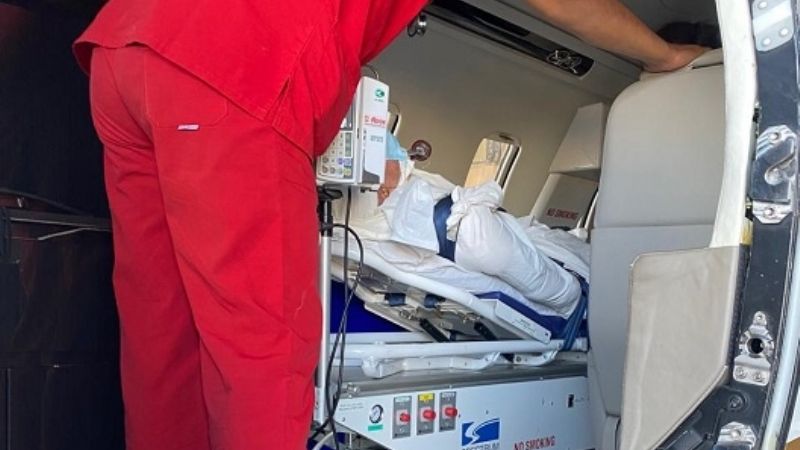 Se realizó un doble vuelo sanitario para trasladar a persona accidentada