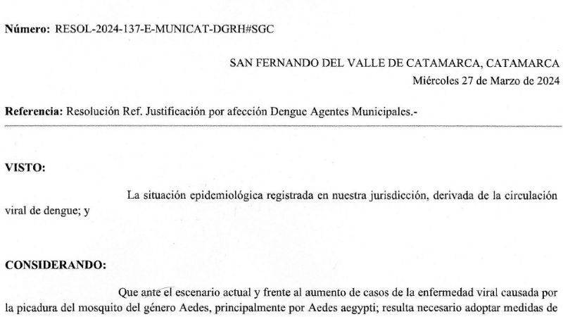 Municipales de la Capital tendrán licencia especial por dengue