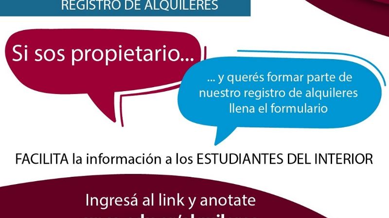 Dan apertura al Registro de Alquileres para estudiantes