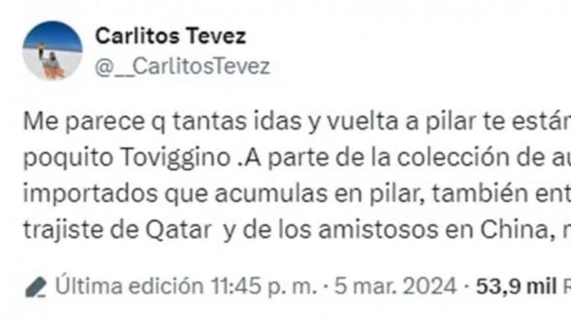 Ahora, Toviggino contra Tevez y escala el papelón