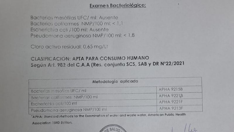 Continúan los análisis de calidad de agua potable