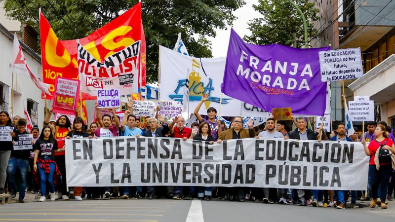 Multitudinaria marcha en defensa de la educación pública