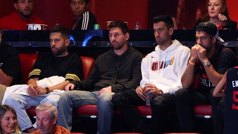 Messi y sus compañeros en un partido del Miami Heat