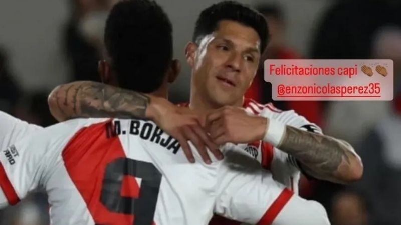Con guiño a River, Enzo Pérez festejó contra Boca