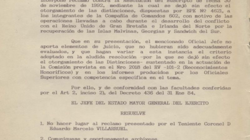 El padre de Villarruel no reunía “requisitos" para ser héroe