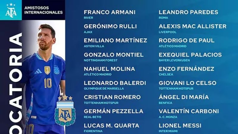 Lista para los amistosos de la Selección Argentina