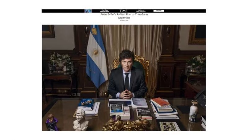 El presidente Milei en la tapa de la revista Time