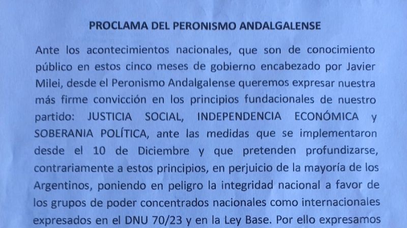 PJ de Andalgalá contra “las bases” y en apoyo a Lucía