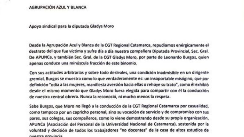 Fuerte apoyo gremial a la delegada de la CGT, Gladys Moro