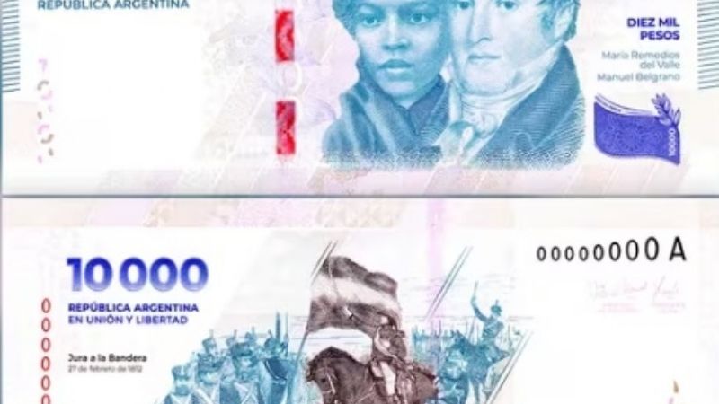 El Banco Central puso en circulación los nuevos billetes de 10.000 pesos