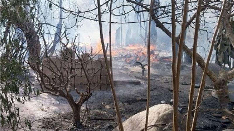 Incendio de pastizales en La Puerta