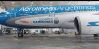 EL AVIÓN de Aerolíneas Argentinas en el que hoy volaron rumbo a Estados Unidos, los jugadores de la Selección Argentina, que se encontraban en Buenos Aires.