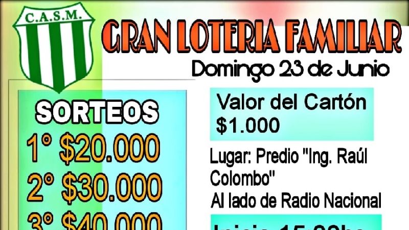 Gran Lotería Familiar en San Martín del Bañado