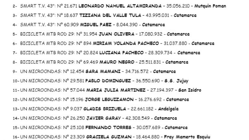 Conozca los ganadores del Bingo de Villa Cubas