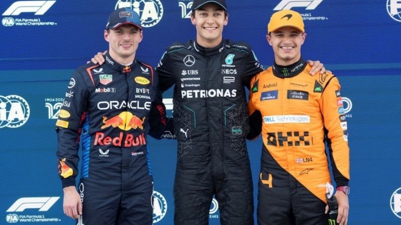 George Russell larga adelante en el GP de Canadá