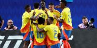 COLOMBIA festejando el gol de Andrés lerma, que le dio el triunfo ante Uruguay y el pase a la fina de la Copa América, frente a la Argentina.