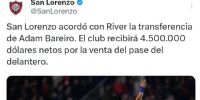 SAN LORENZO comunicó el acuerdo alcanzado con River, por la transferencia de Bareiro.