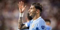 MATHÍAS OLIVERA celebra el único tanto que le dio la victoria a Uruguay, sobre Estados Unidos.