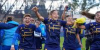 El festejo anticipado de Las Gladiadoras, tras el empate ante Gimnasia, que le dio un nuevo título.